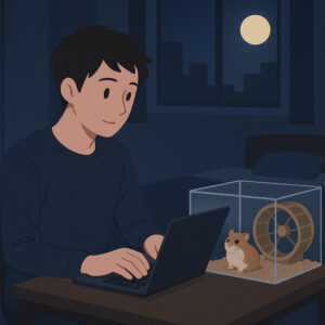 夜の部屋ハムスター